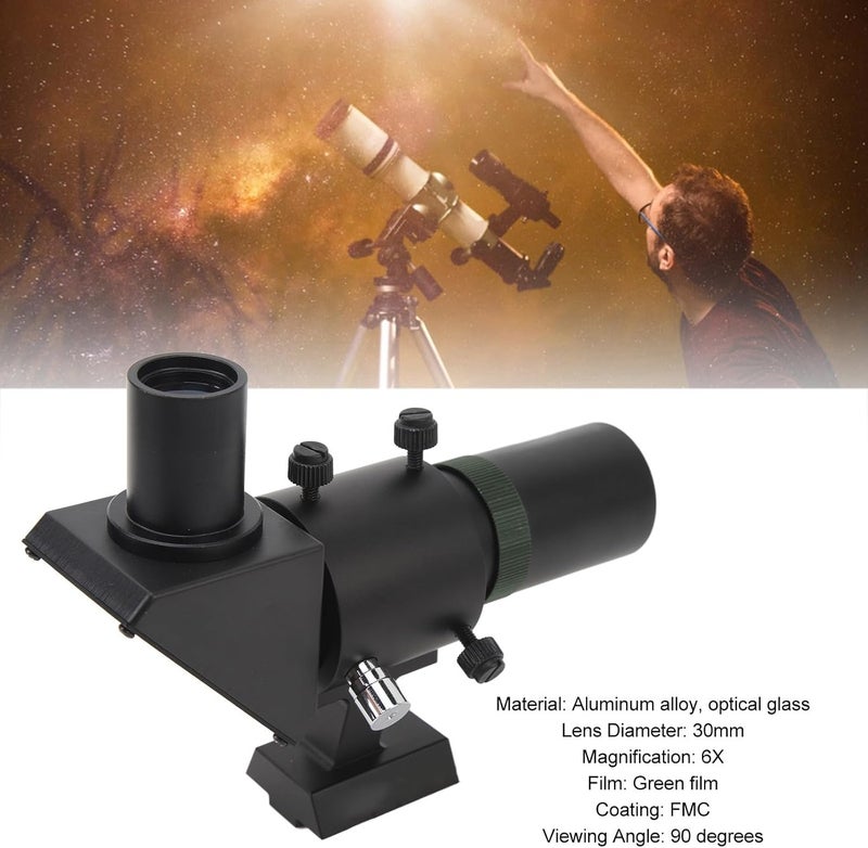 Sanpyl Right Angle Viewfinder, 30mm Large Aperture Finderscope, 120mm Focal Length 6X Magnification Right Angle Correct Image Optical Finder, Metal Bracket, for Astronomical Telescope - Image 5